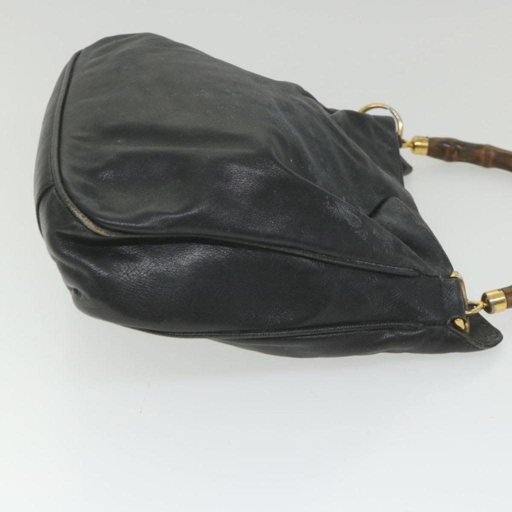 GUCCI Bamboo Shoulder Bag Leather Black bs9601