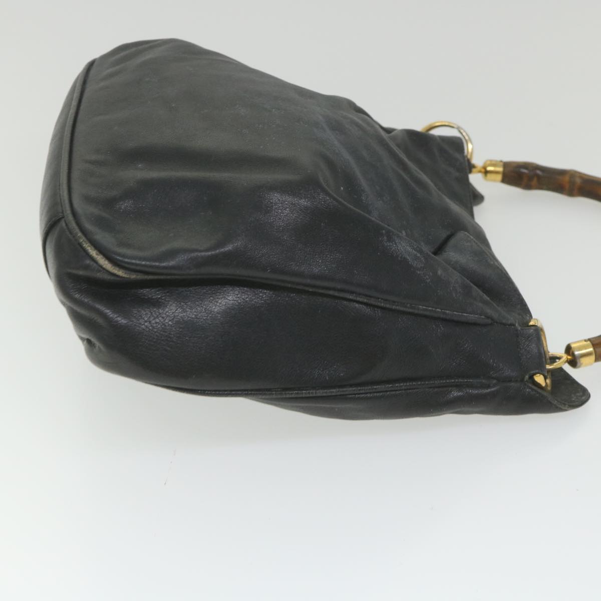 GUCCI Bamboo Shoulder Bag Leather Black bs9601