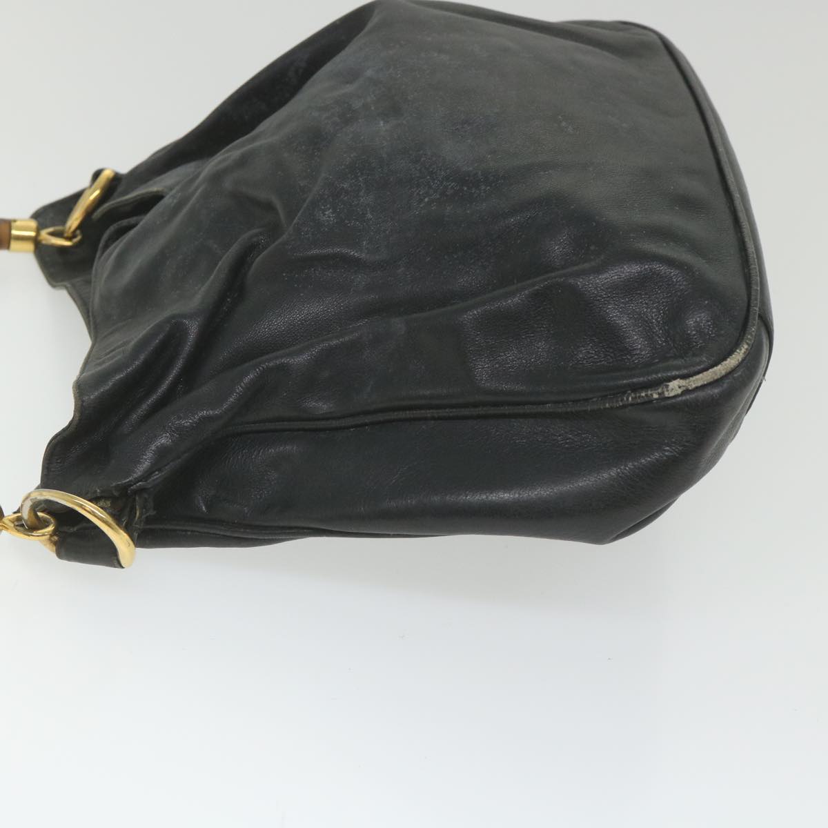 GUCCI Bamboo Shoulder Bag Leather Black bs9601