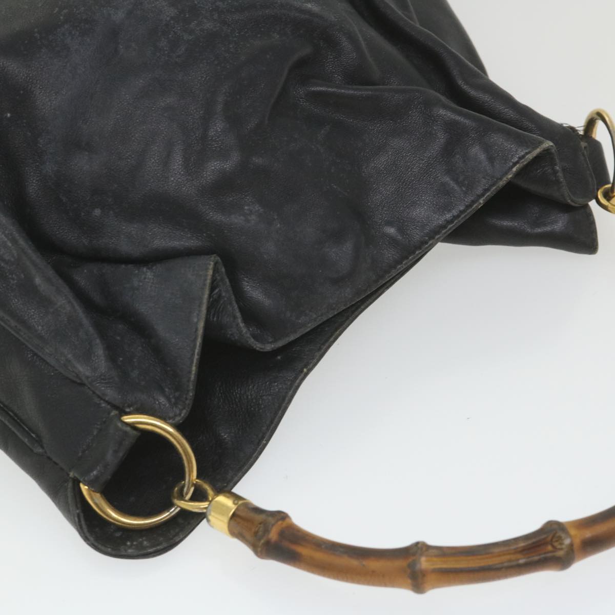 GUCCI Bamboo Shoulder Bag Leather Black bs9601