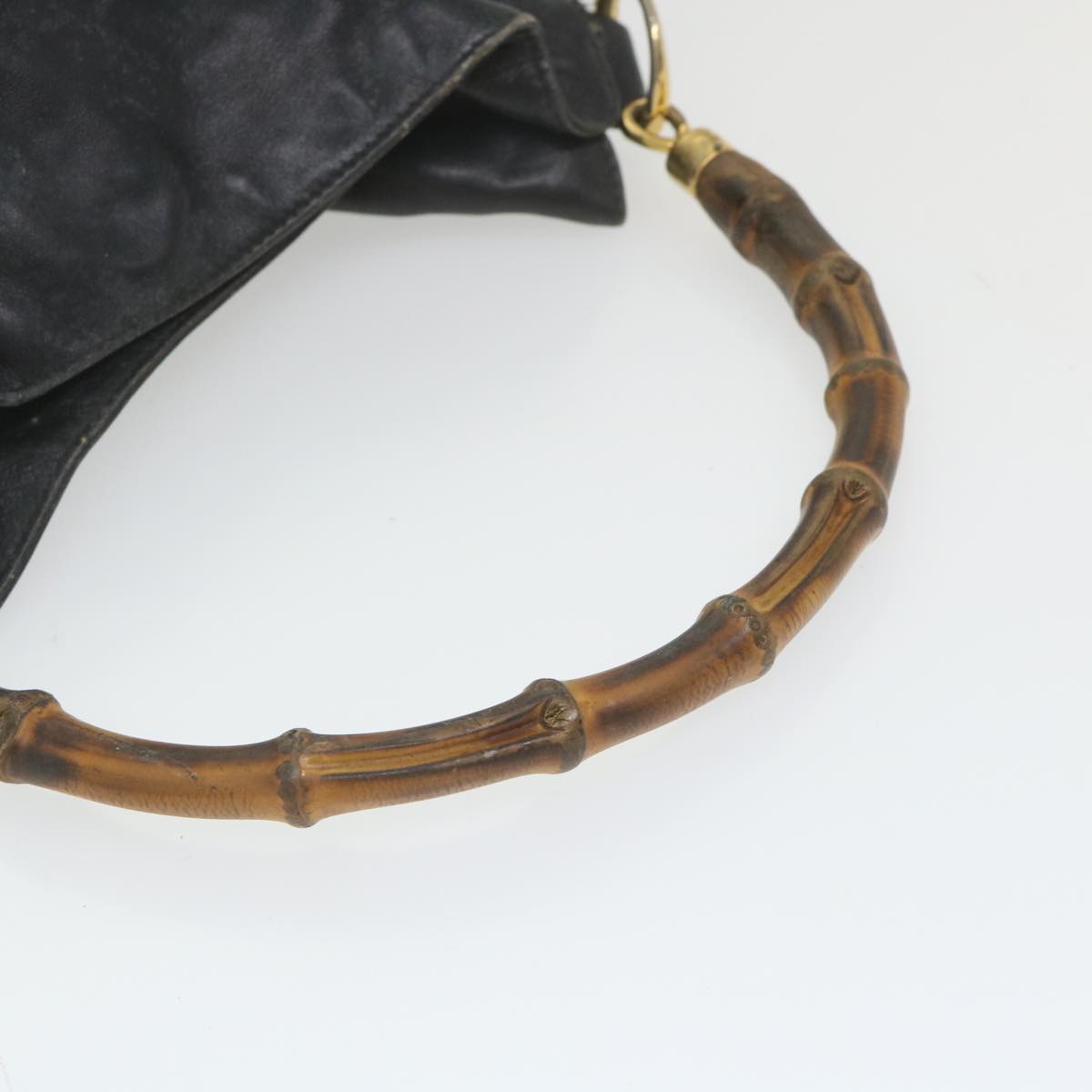 GUCCI Bamboo Shoulder Bag Leather Black bs9601