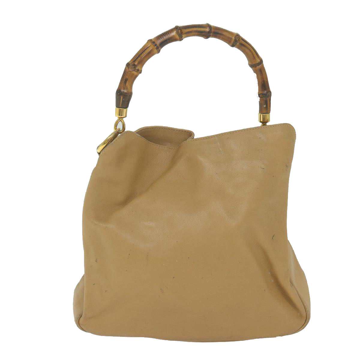 GUCCI Bamboo Shoulder Bag Leather Beige 001 1014 1638 bs9602