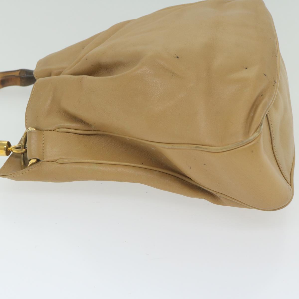 GUCCI Bamboo Shoulder Bag Leather Beige 001 1014 1638 bs9602