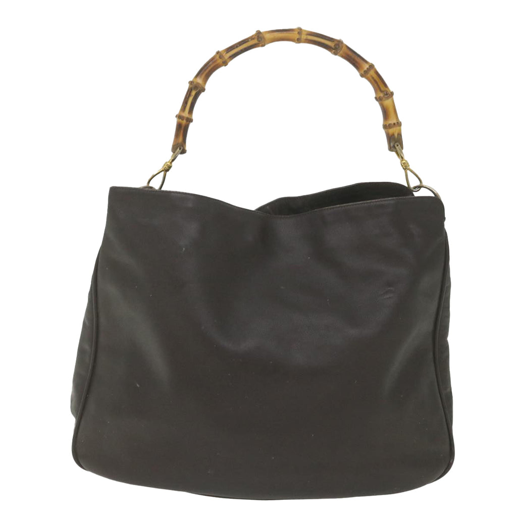 GUCCI Bamboo Shoulder Bag Leather Brown 001 1781 1577 bs9603