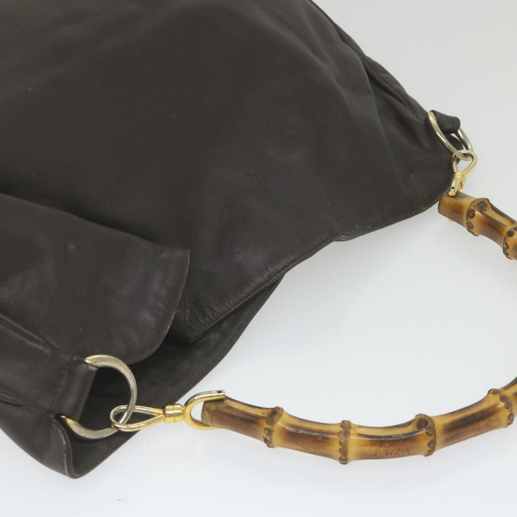 GUCCI Bamboo Shoulder Bag Leather Brown 001 1781 1577 bs9603