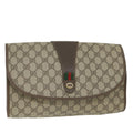 GUCCI GG Supreme Web Sherry Line Clutch Bag Red Beige 156 01 031 bs9677