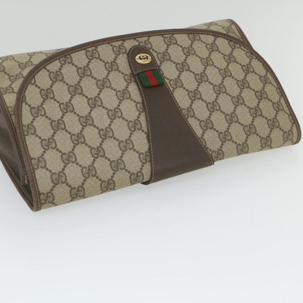 GUCCI GG Supreme Web Sherry Line Clutch Bag Red Beige 156 01 031 bs9677
