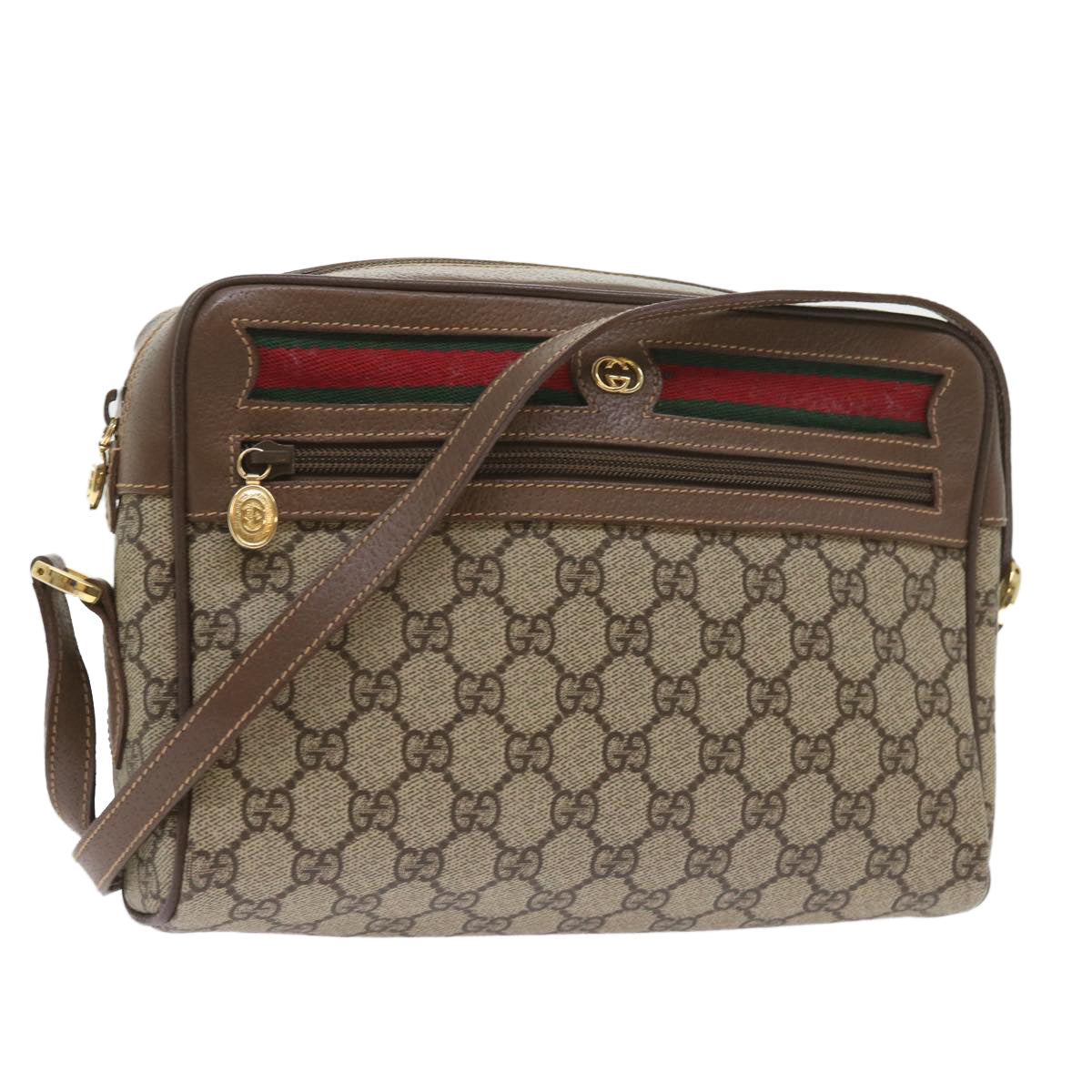 GUCCI GG Supreme Web Sherry Line Shoulder Bag Beige 001 56 6472 4023 bs9679