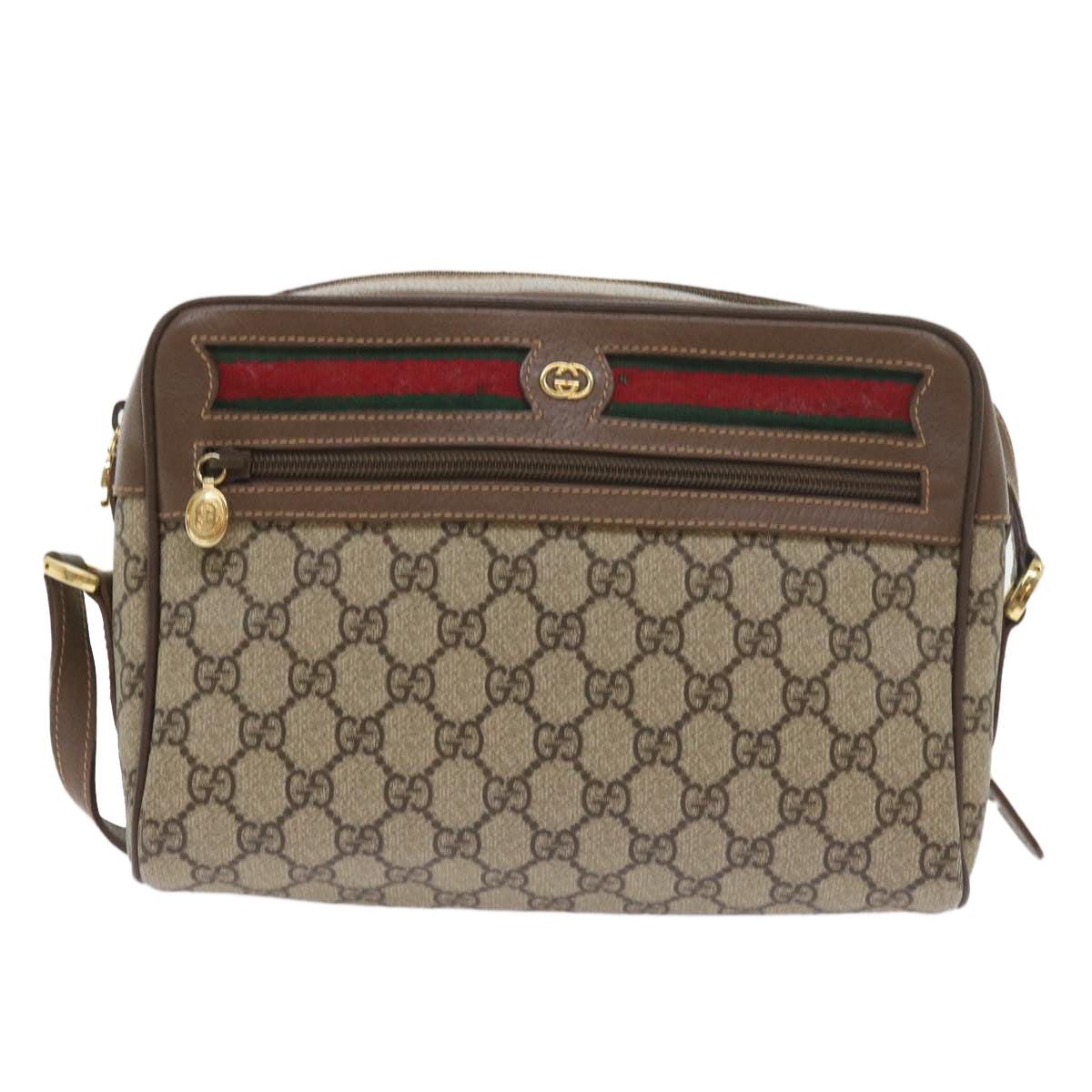 GUCCI GG Supreme Web Sherry Line Shoulder Bag Beige 001 56 6472 4023 bs9679