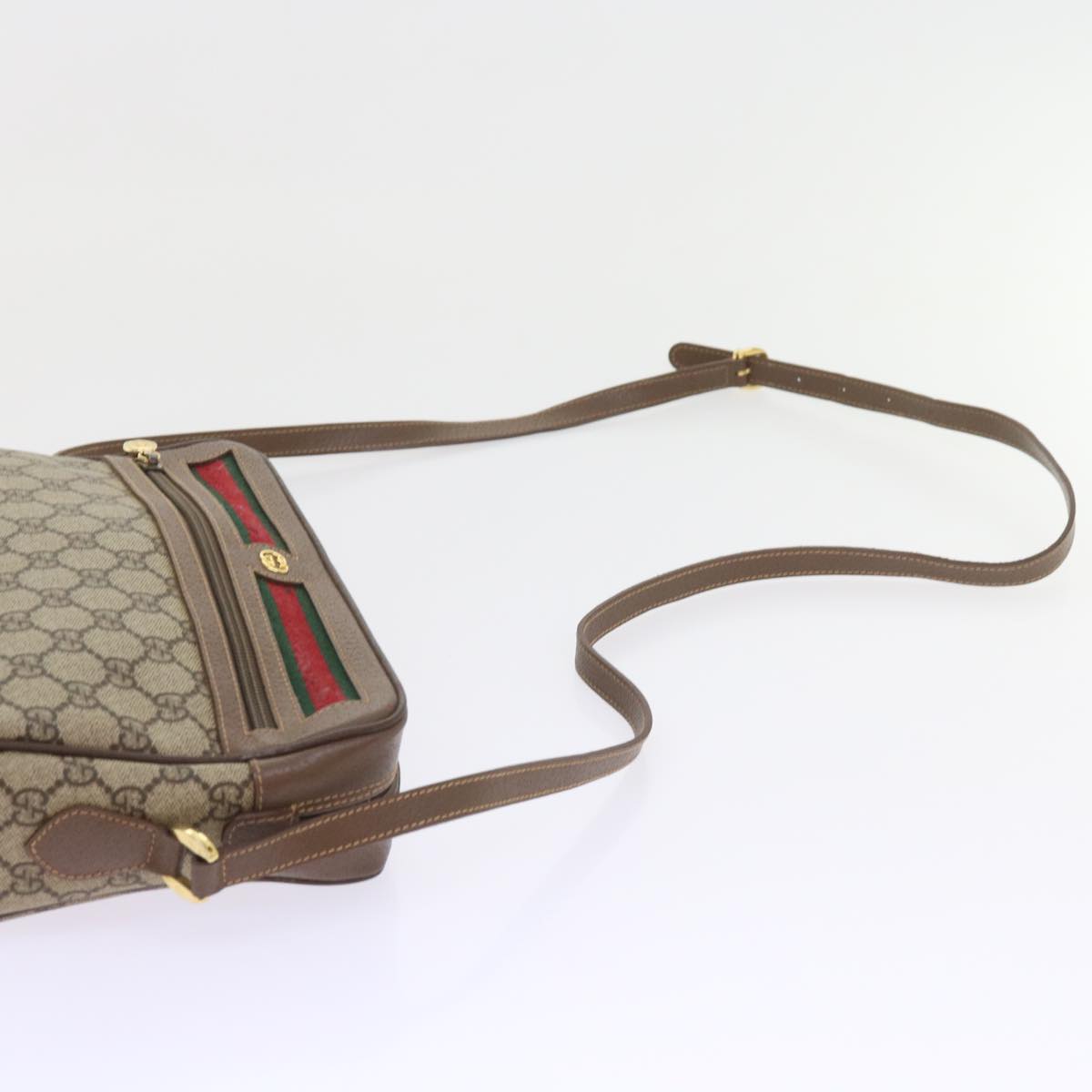 GUCCI GG Supreme Web Sherry Line Shoulder Bag Beige 001 56 6472 4023 bs9679