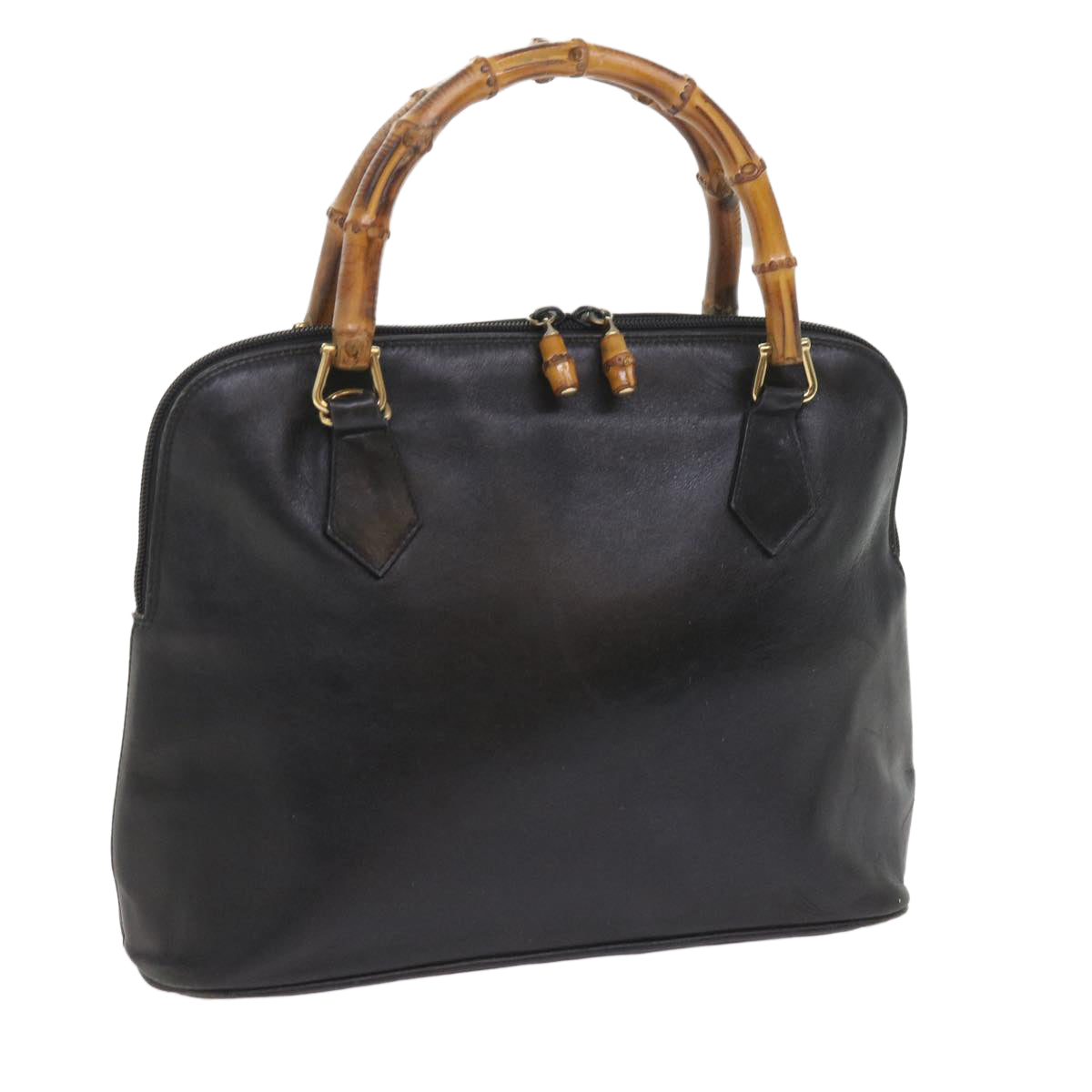 GUCCI Bamboo Shoulder Bag Leather Black 000 0289 200110 bs9692