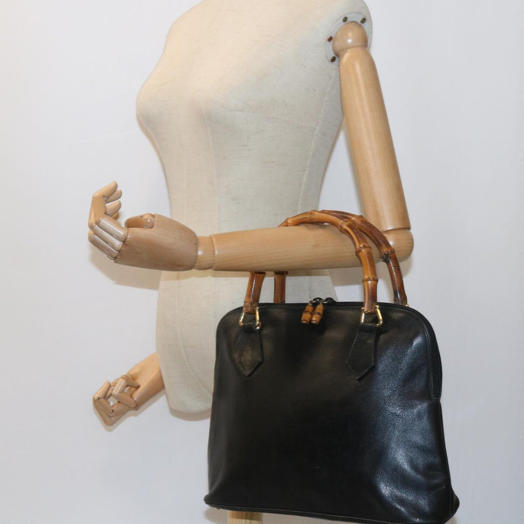 GUCCI Bamboo Shoulder Bag Leather Black 000 0289 200110 bs9692