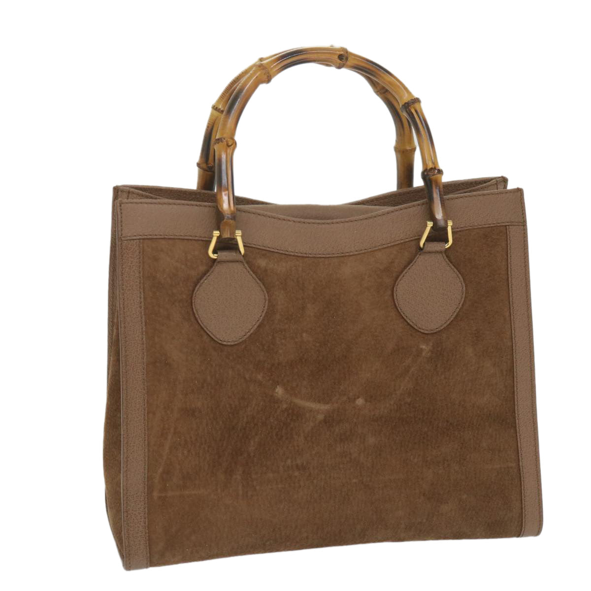 GUCCI Bamboo Hand Bag Suede Brown 082 2853 0260 0 bs9787