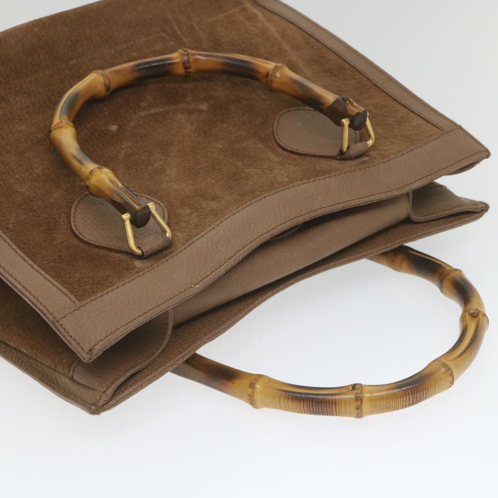 GUCCI Bamboo Hand Bag Suede Brown 082 2853 0260 0 bs9787