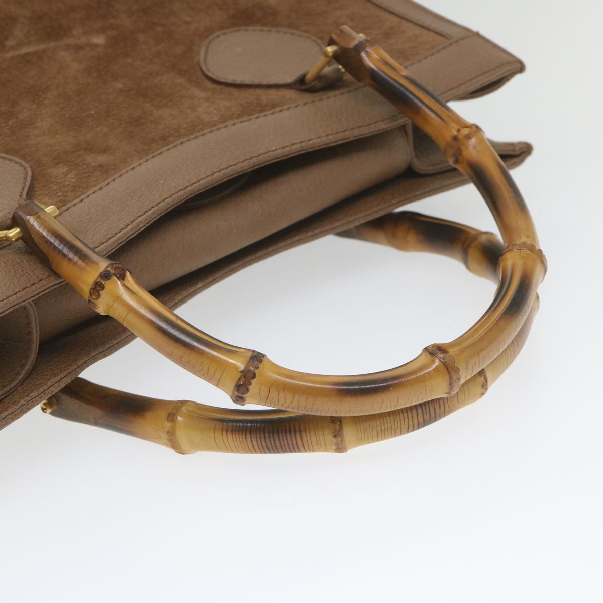 GUCCI Bamboo Hand Bag Suede Brown 082 2853 0260 0 bs9787