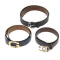 GUCCI GG Canvas Belt Leather 3Set Black bs9814