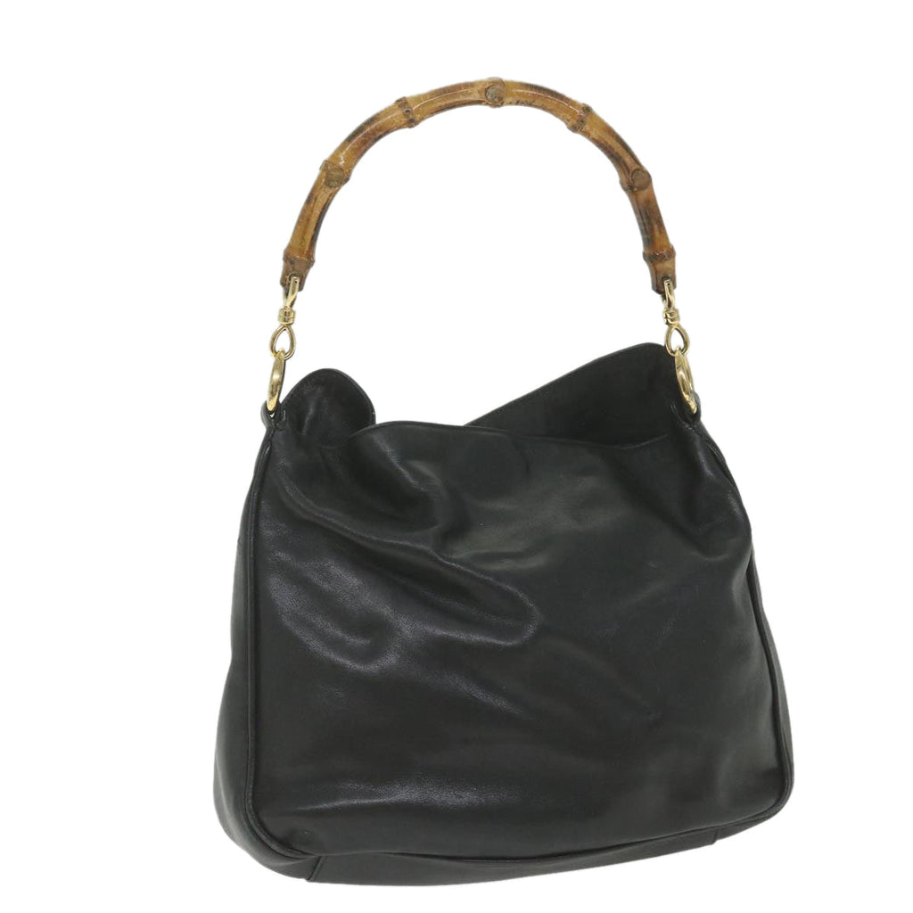 GUCCI Bamboo Shoulder Bag Leather Black bs9822