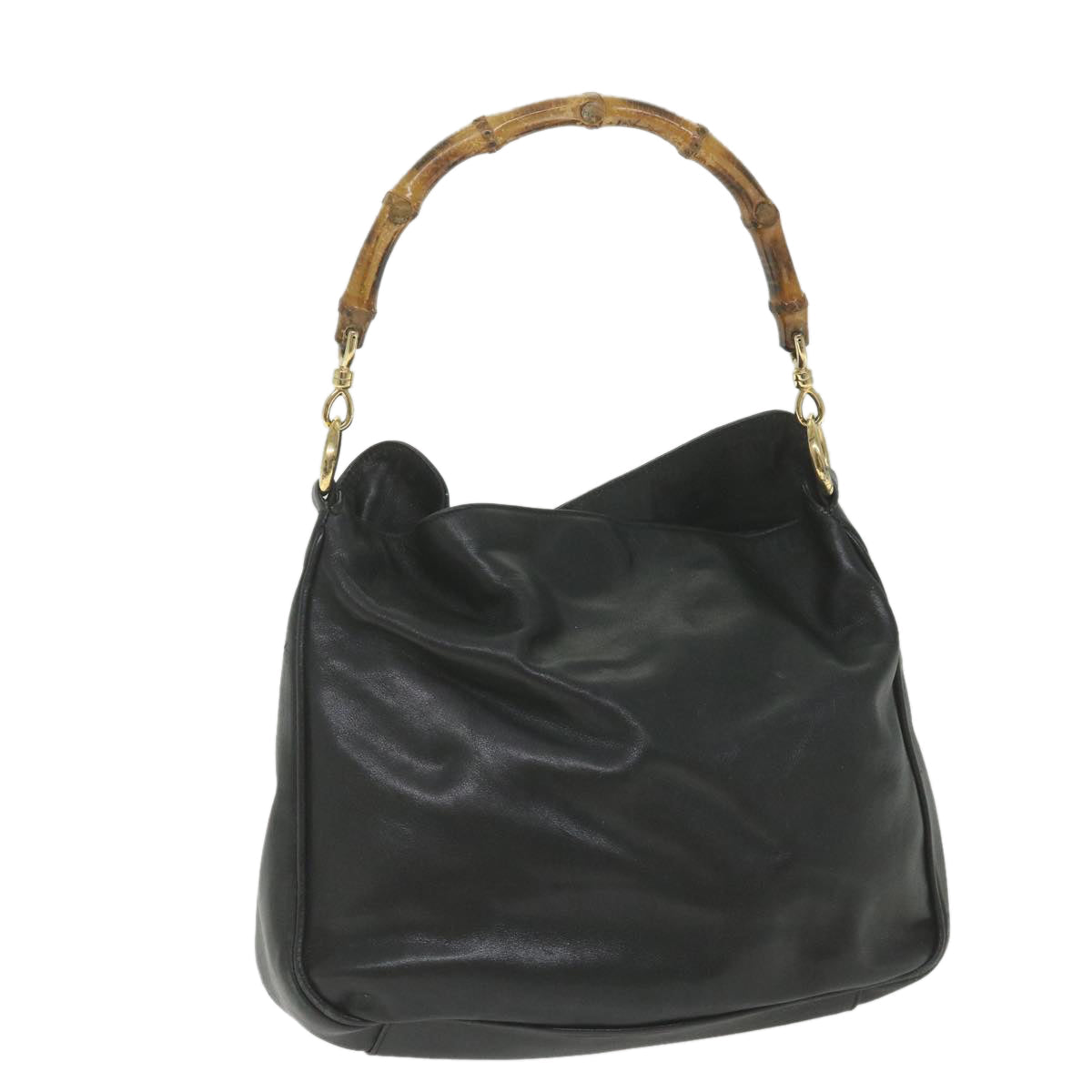 GUCCI Bamboo Shoulder Bag Leather Black bs9822