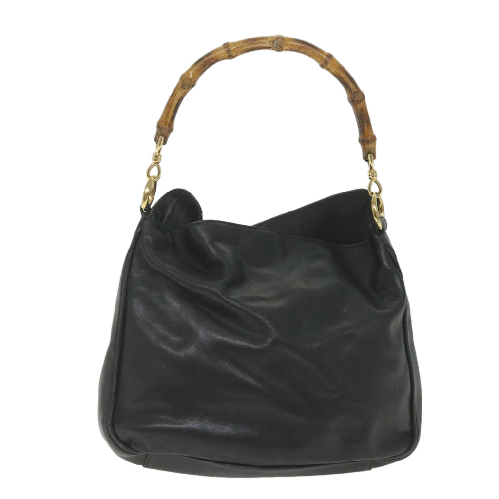 GUCCI Bamboo Shoulder Bag Leather Black bs9822