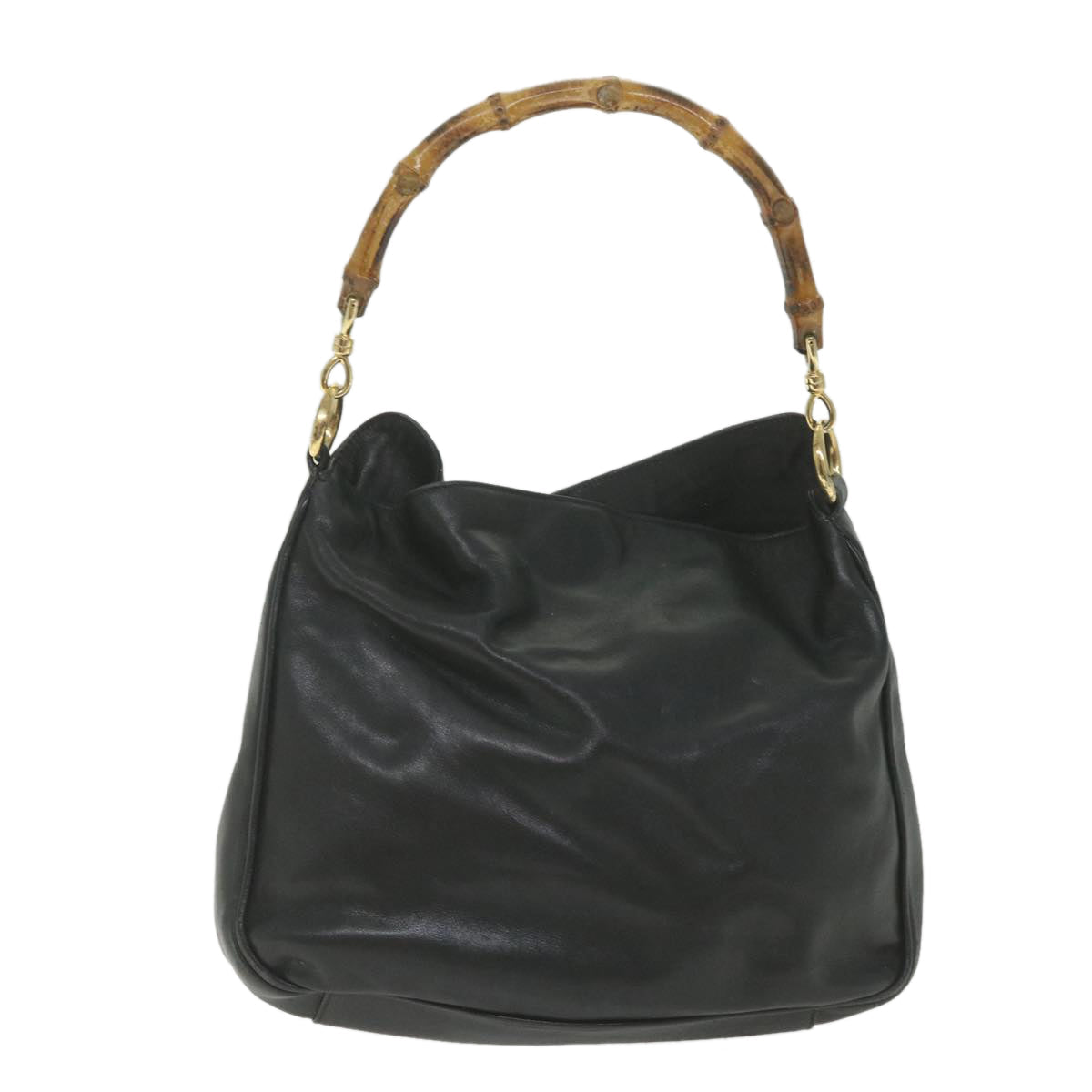 GUCCI Bamboo Shoulder Bag Leather Black bs9822