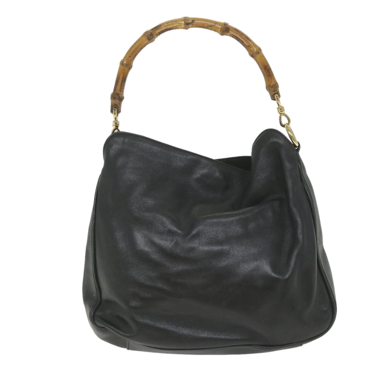 GUCCI Bamboo Shoulder Bag Leather Black bs9822