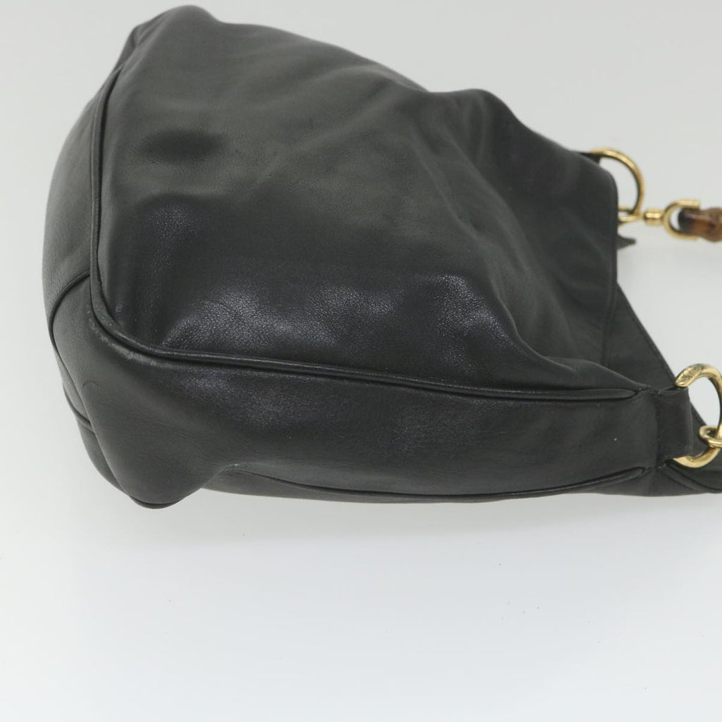 GUCCI Bamboo Shoulder Bag Leather Black bs9822