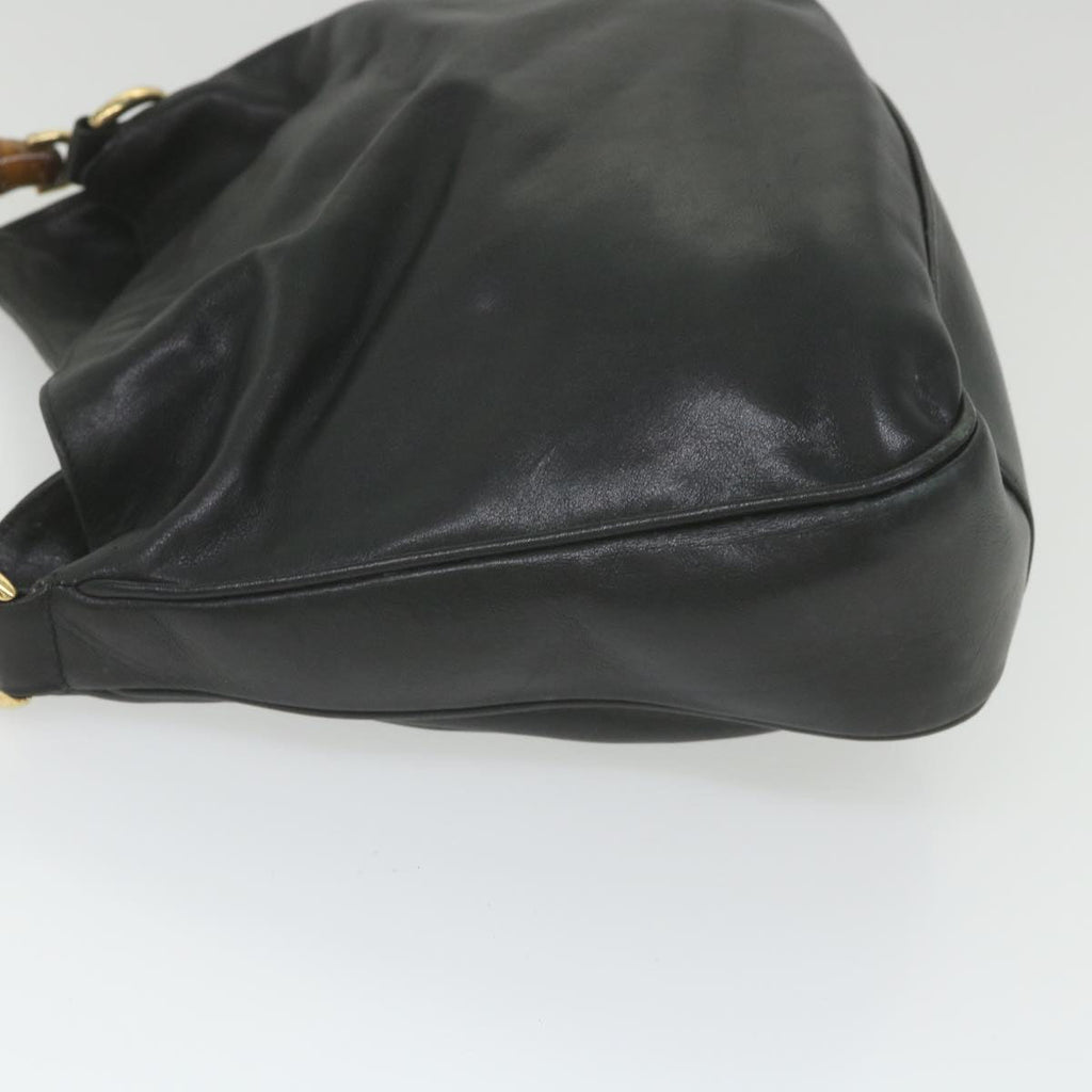 GUCCI Bamboo Shoulder Bag Leather Black bs9822