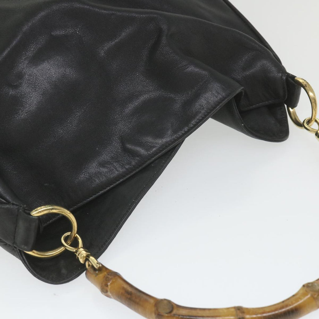 GUCCI Bamboo Shoulder Bag Leather Black bs9822
