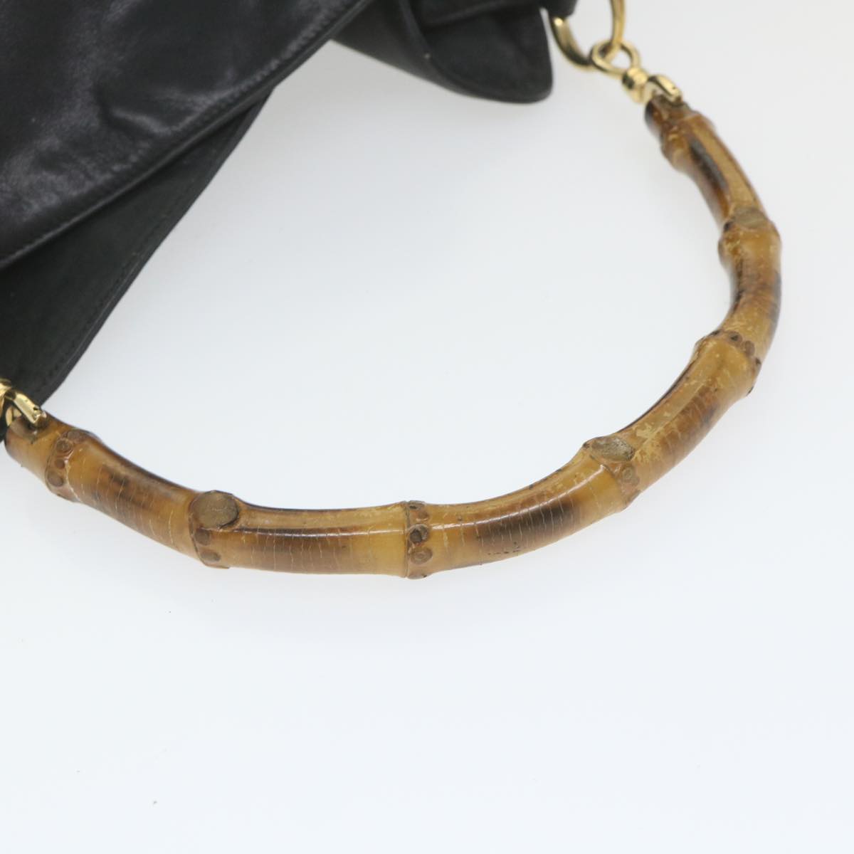 GUCCI Bamboo Shoulder Bag Leather Black bs9822
