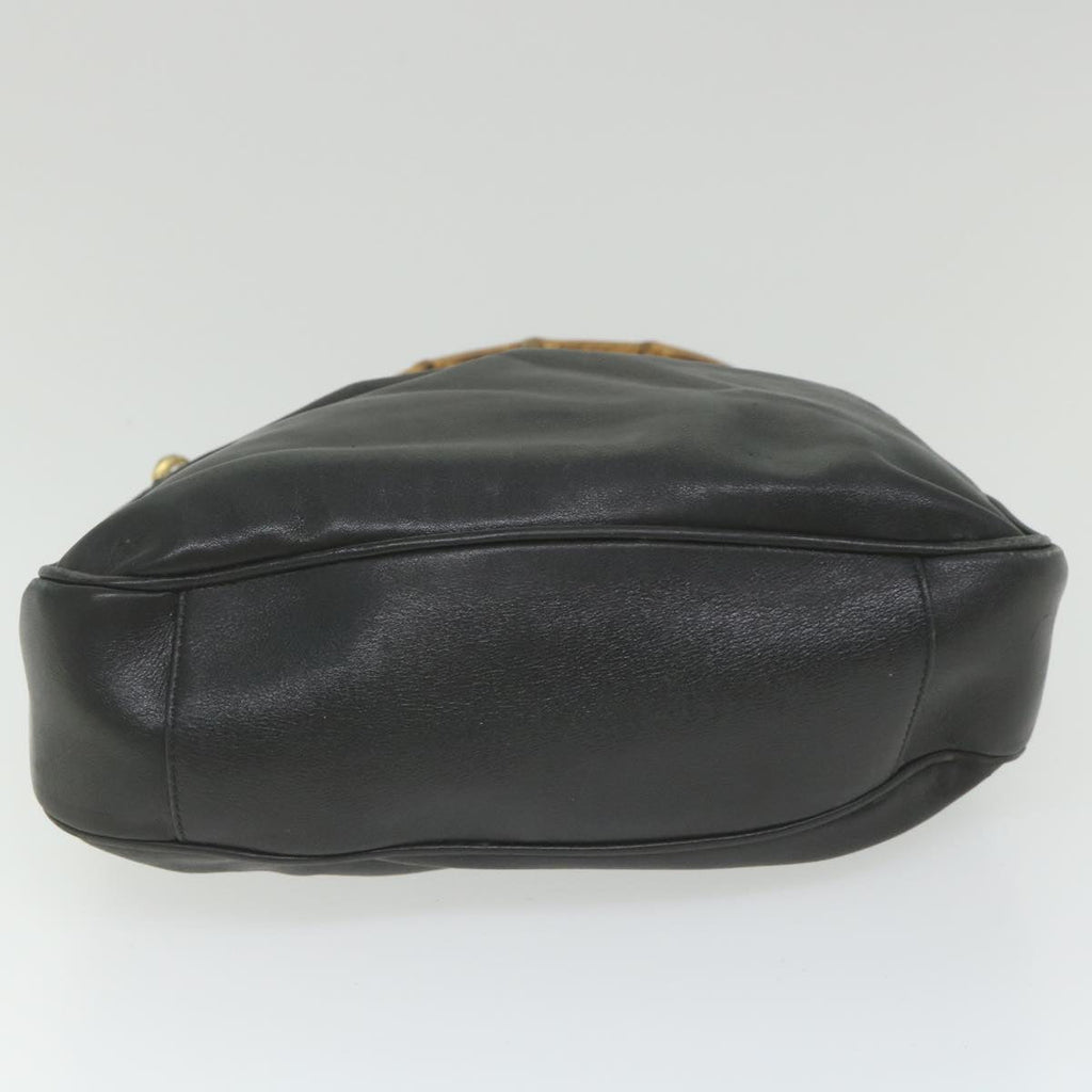 GUCCI Bamboo Shoulder Bag Leather Black bs9822