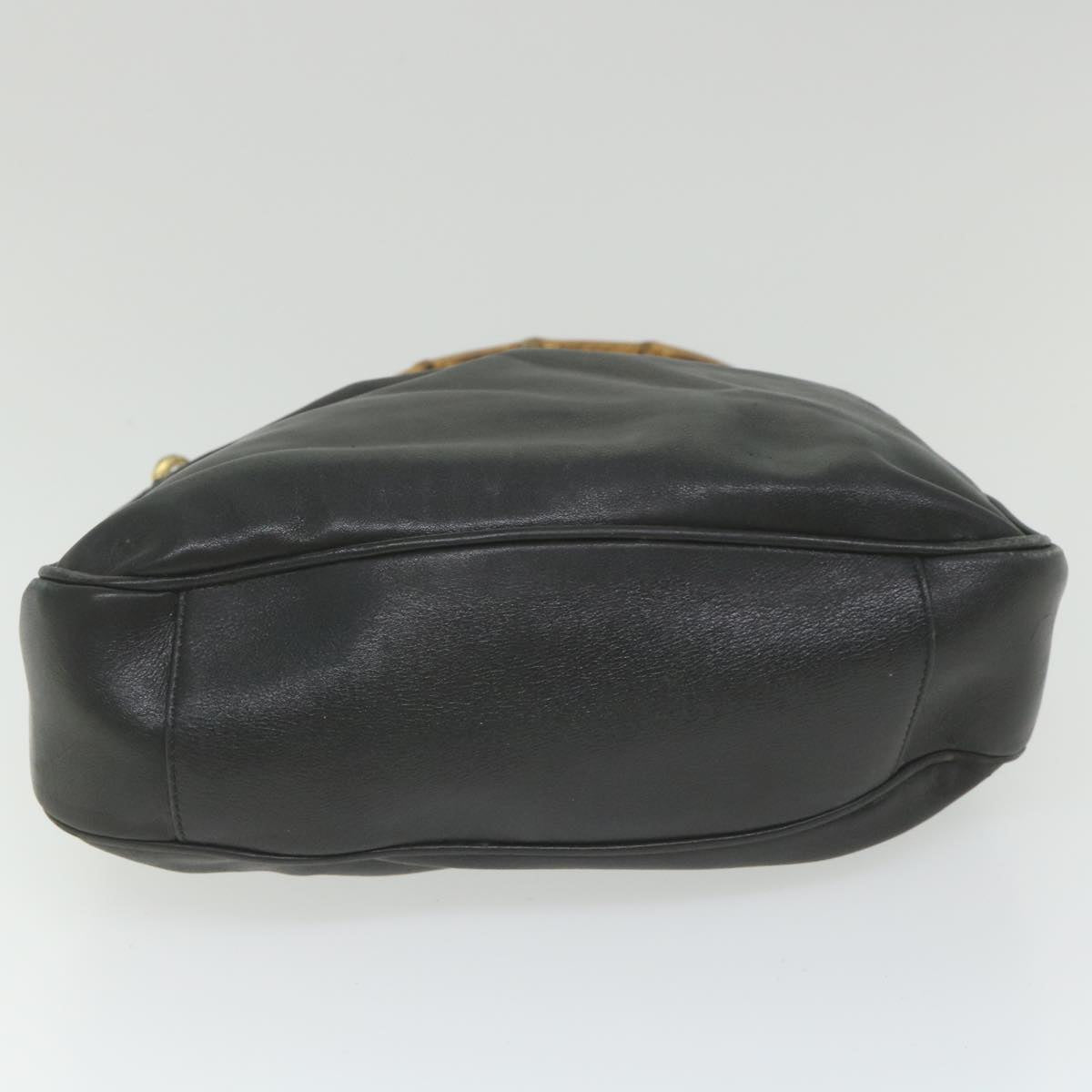 GUCCI Bamboo Shoulder Bag Leather Black bs9822