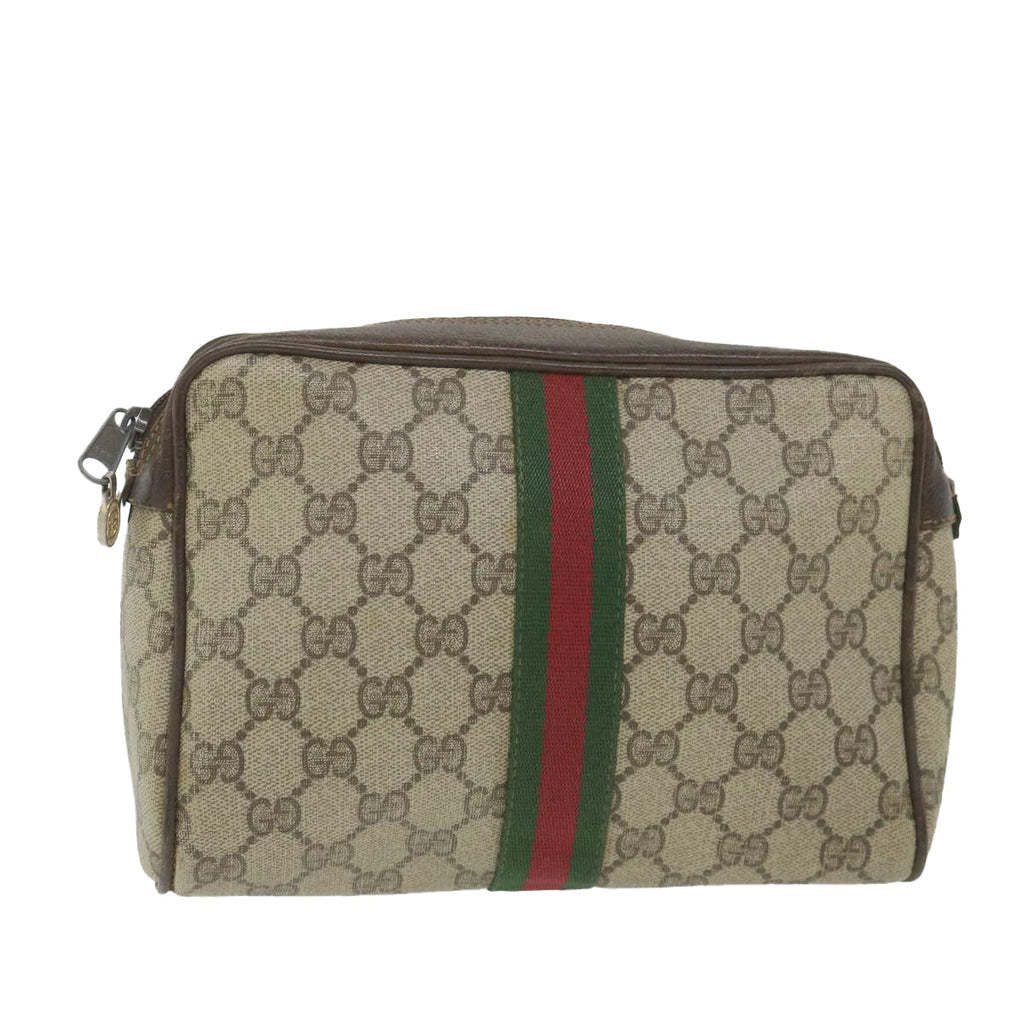 GUCCI GG Supreme Web Sherry Line Clutch Bag Beige Red 63 014 3553 bs9830