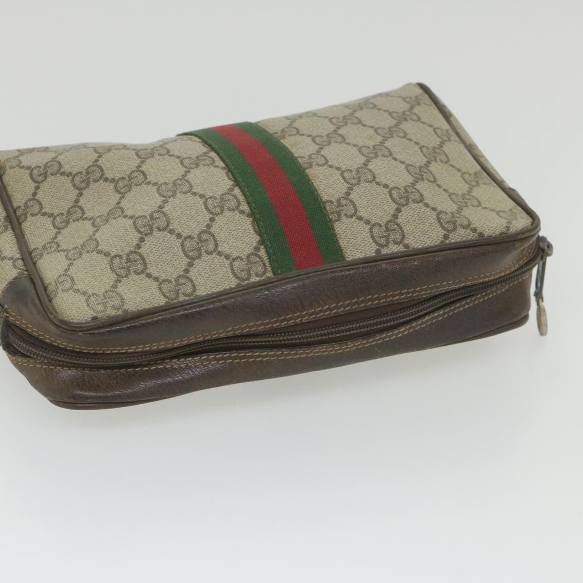 GUCCI GG Supreme Web Sherry Line Clutch Bag Beige Red 63 014 3553 bs9830