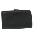 CHANEL Wallet Caviar Skin Black CC bs9845
