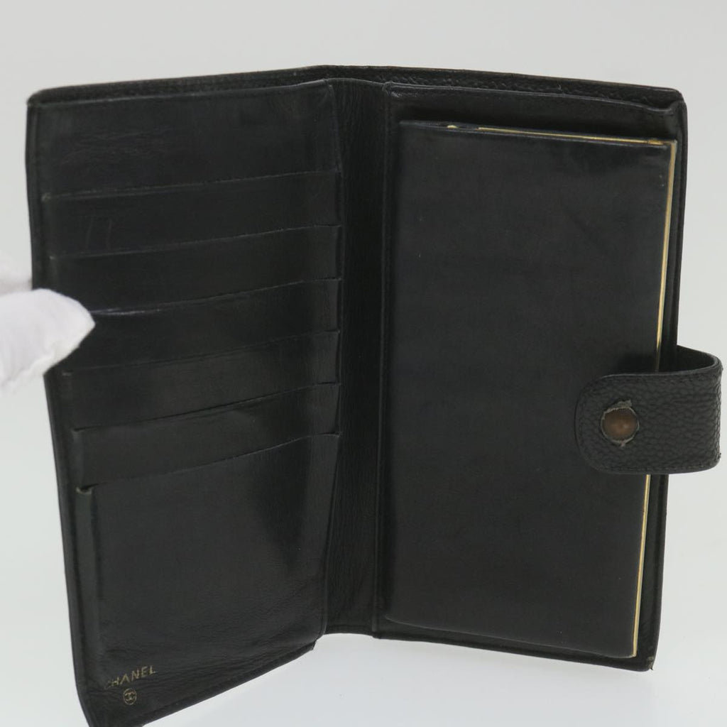CHANEL Wallet Caviar Skin Black CC bs9845