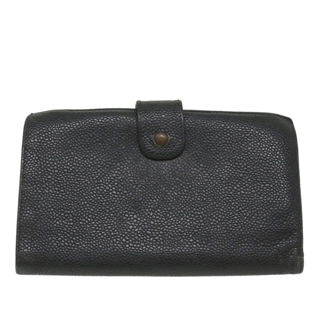 CHANEL Wallet Caviar Skin Black CC bs9845