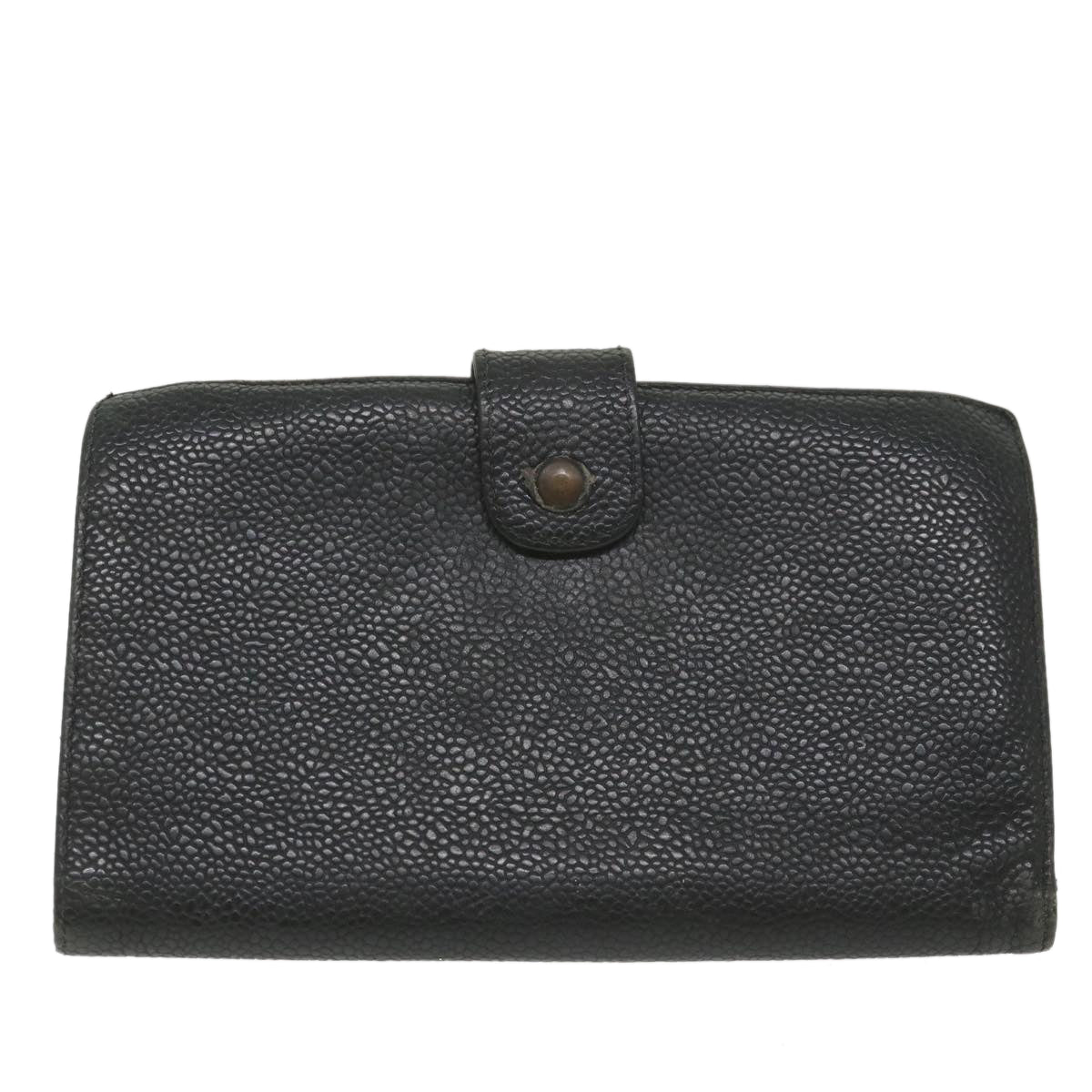 CHANEL Wallet Caviar Skin Black CC bs9845