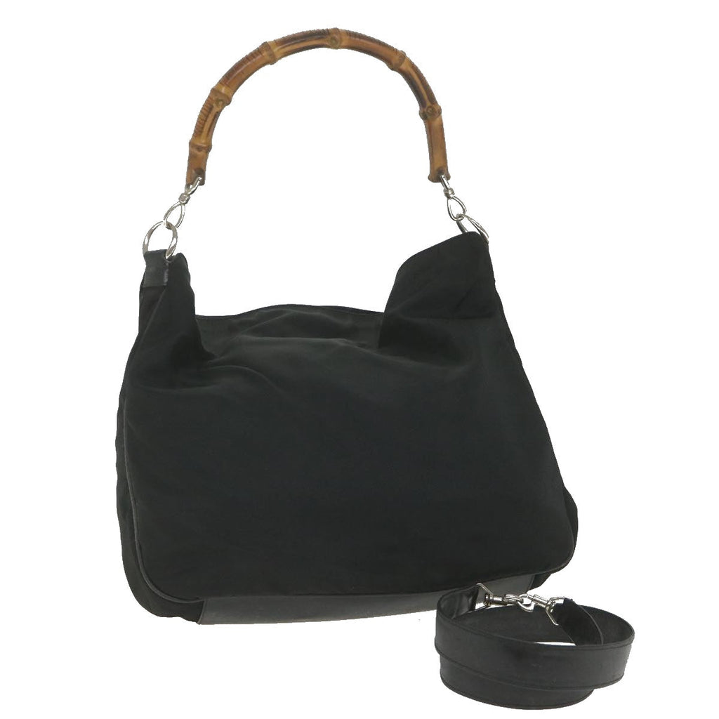 GUCCI Bamboo Shoulder Bag Canvas 2way Black 001 2123 1577 bs9929