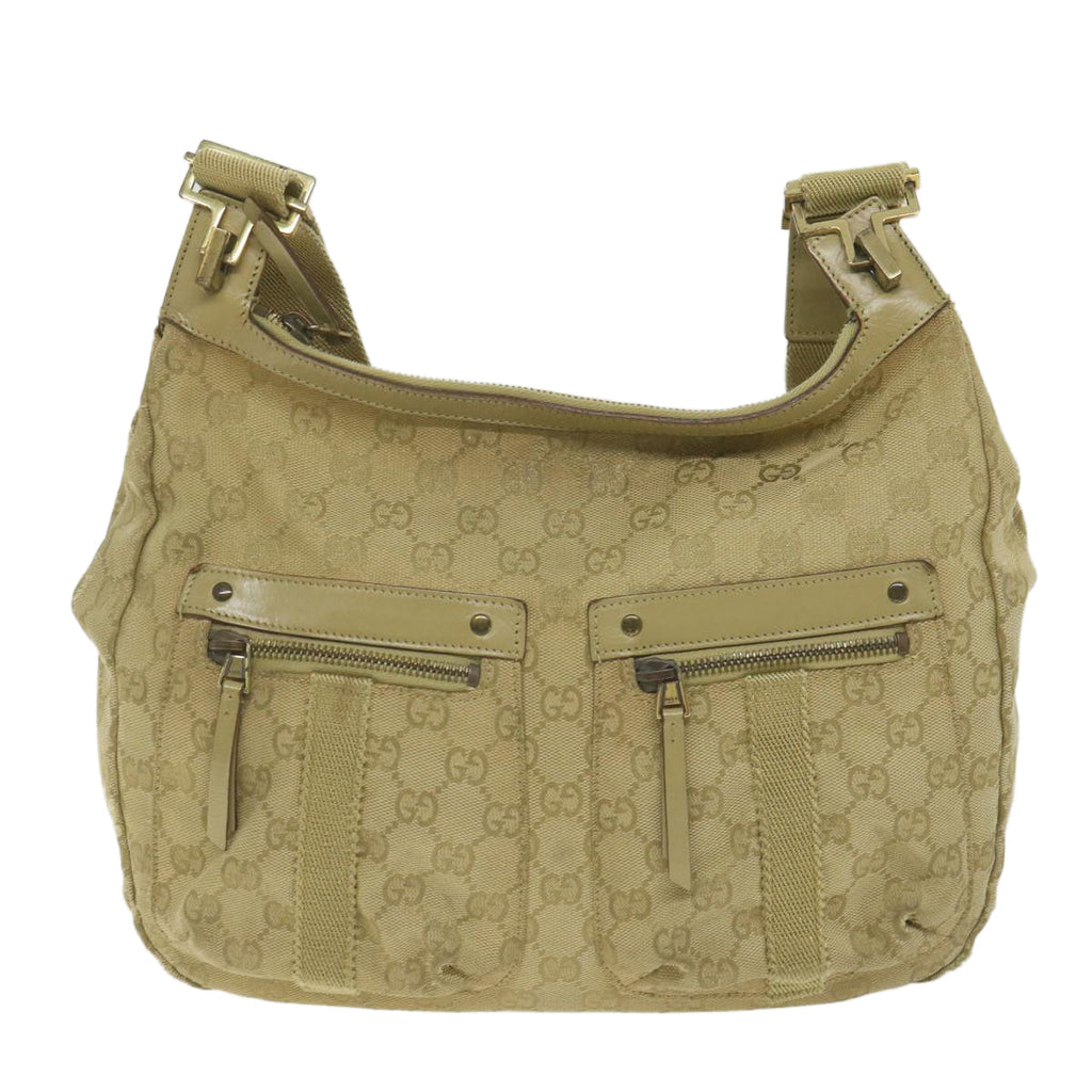 GUCCI GG Canvas Shoulder Bag Khaki 90762 bs9937