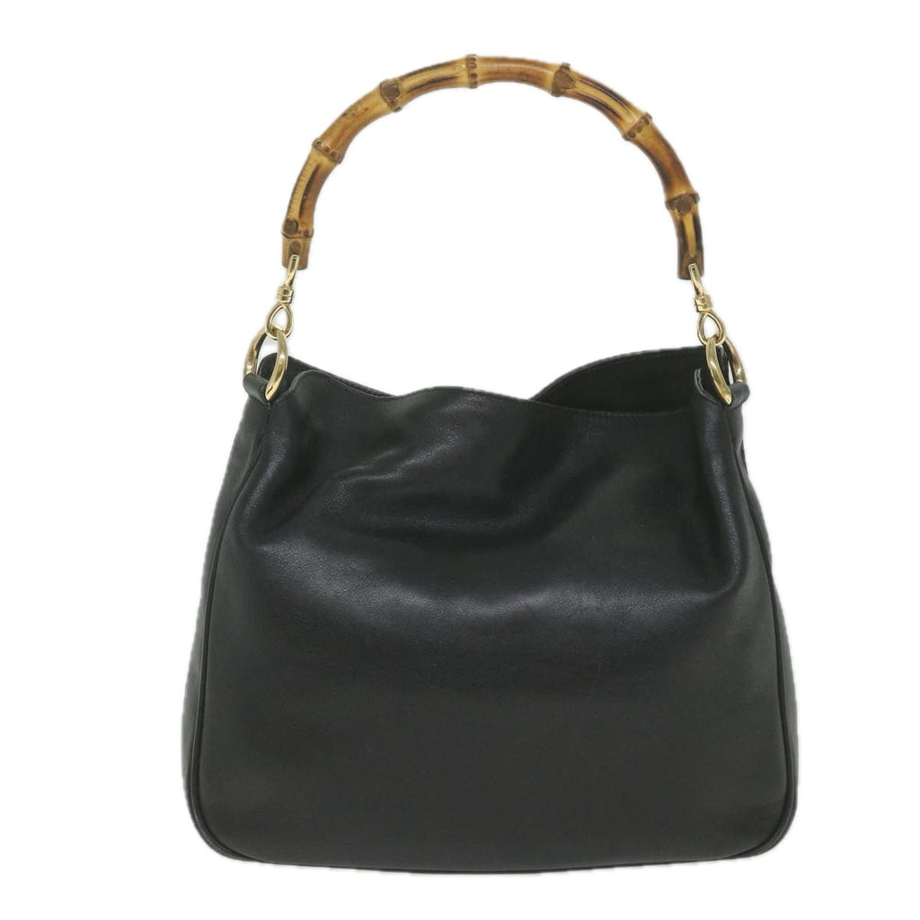 GUCCI Bamboo Shoulder Bag Leather 2way Black 001 1638 bs9938
