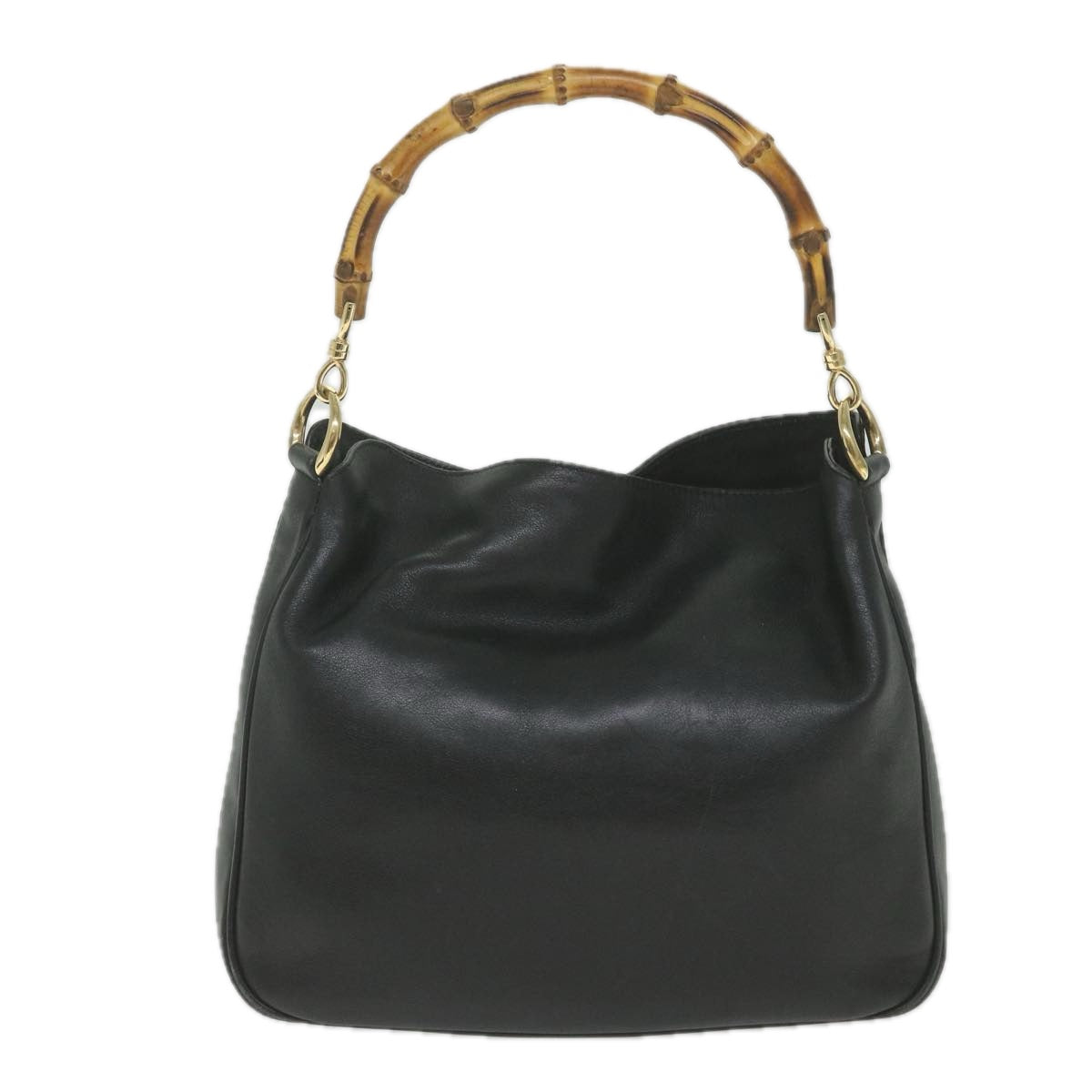 GUCCI Bamboo Shoulder Bag Leather 2way Black 001 1638 bs9938