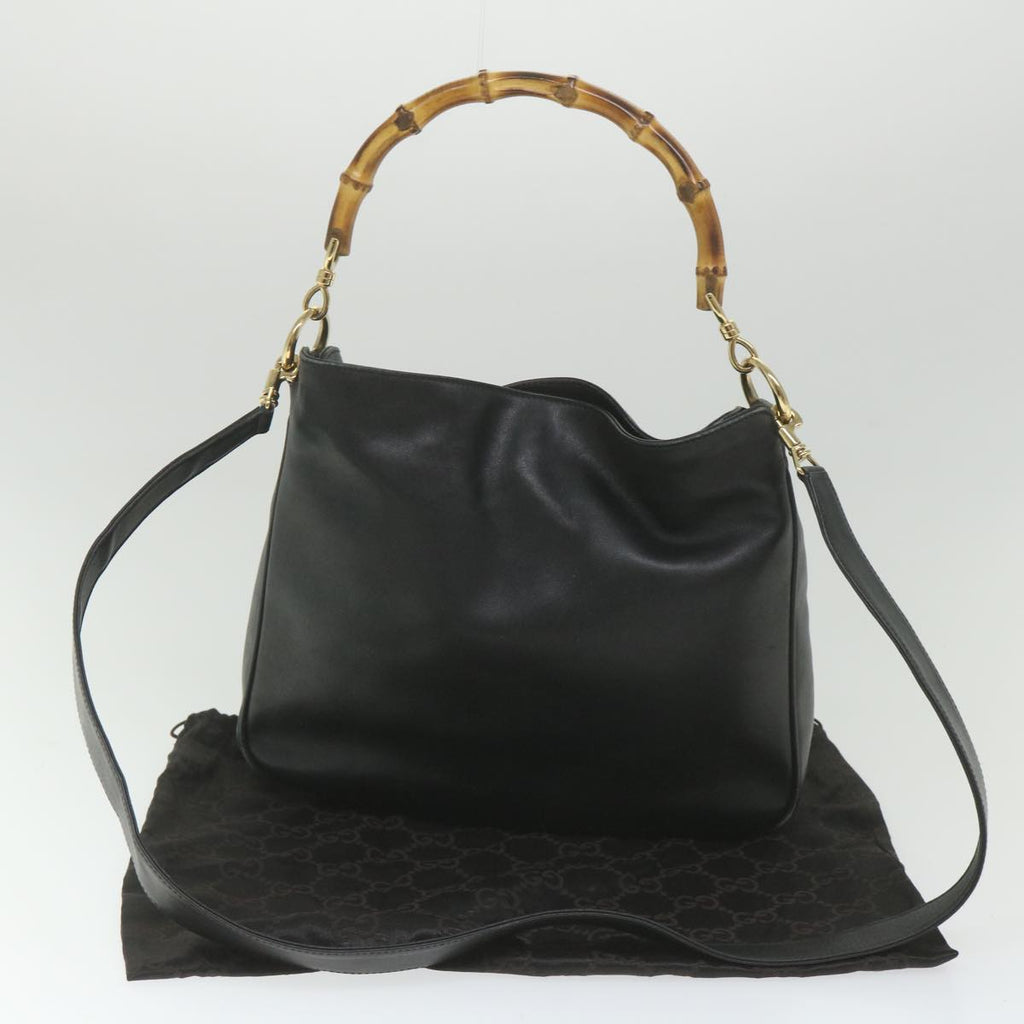 GUCCI Bamboo Shoulder Bag Leather 2way Black 001 1638 bs9938