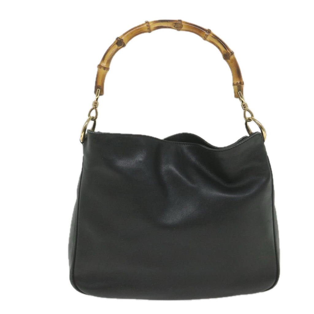GUCCI Bamboo Shoulder Bag Leather 2way Black 001 1638 bs9938