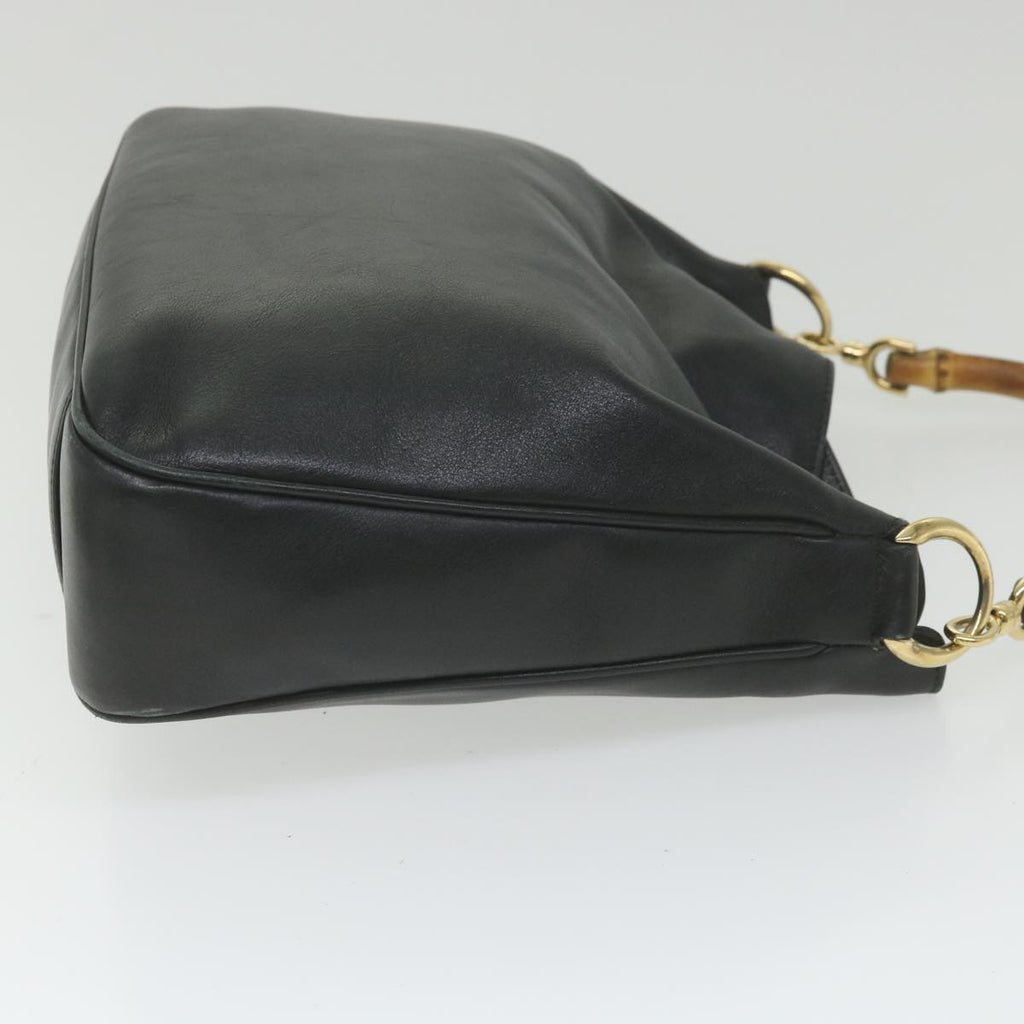 GUCCI Bamboo Shoulder Bag Leather 2way Black 001 1638 bs9938