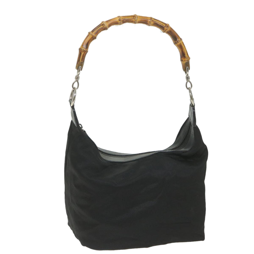 GUCCI Bamboo Shoulder Bag Nylon Black bs9975