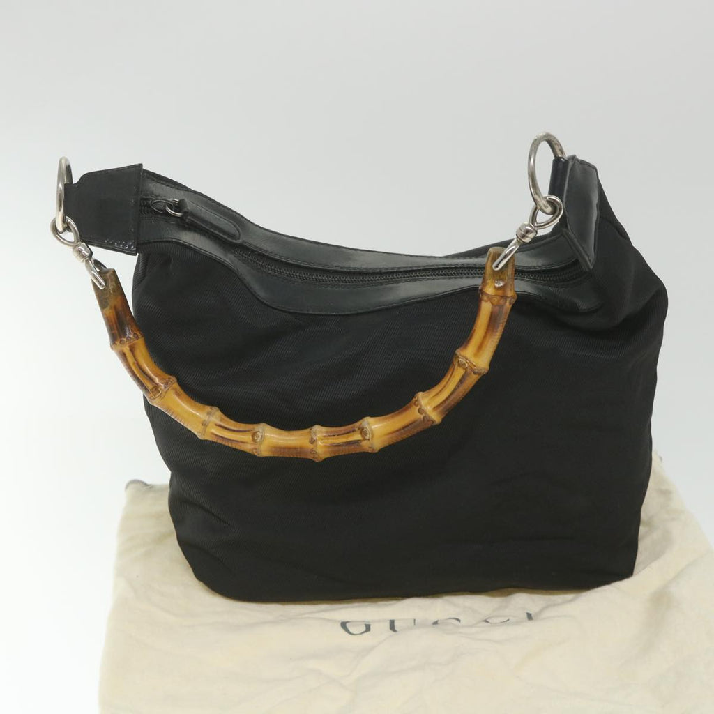 GUCCI Bamboo Shoulder Bag Nylon Black bs9975
