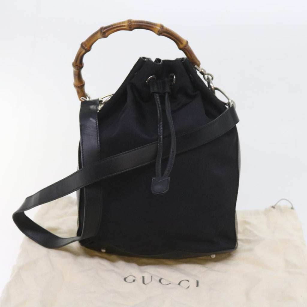 GUCCI Bamboo Shoulder Bag Nylon 2way Black bs9976
