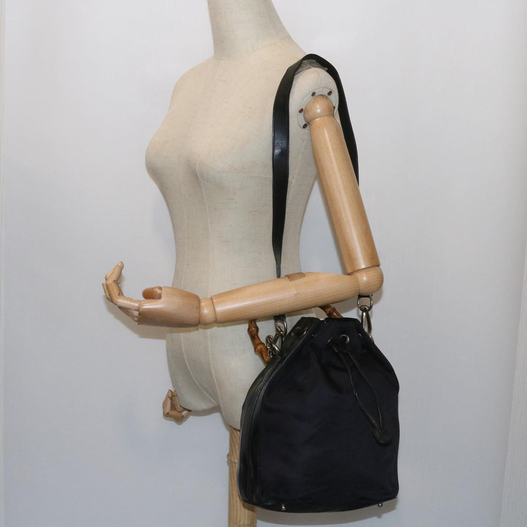 GUCCI Bamboo Shoulder Bag Nylon 2way Black bs9976