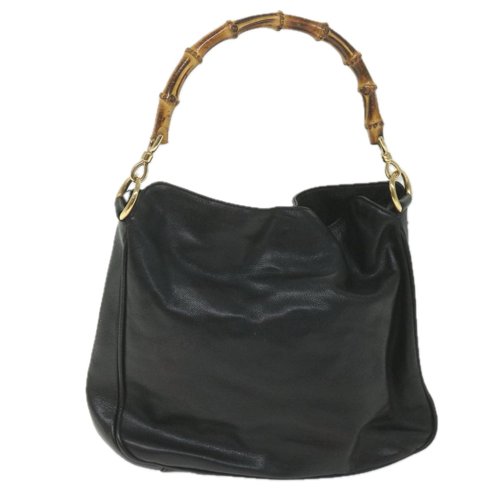GUCCI Bamboo Shoulder Bag Leather 2way Black bs9978