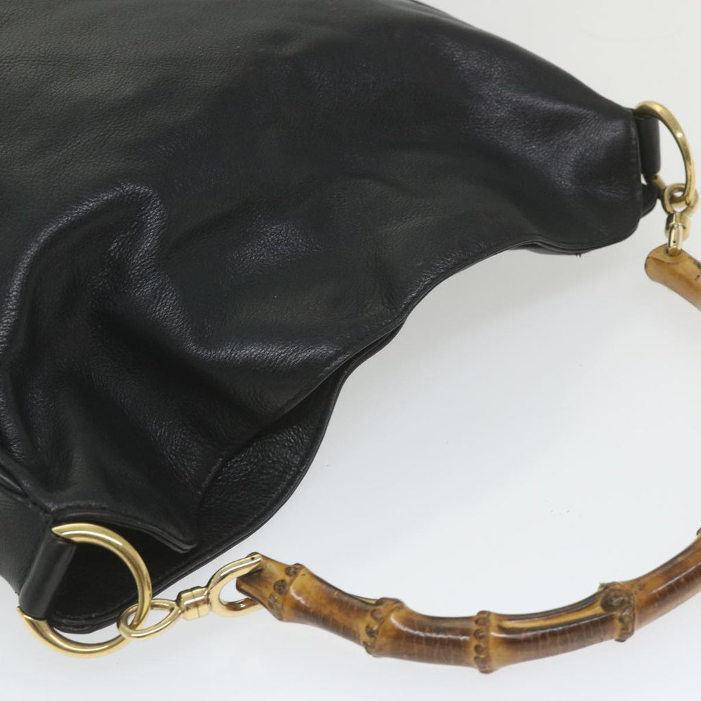 GUCCI Bamboo Shoulder Bag Leather 2way Black bs9978